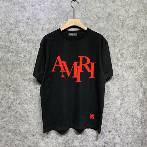 Amiri t shirts letter foam printing short sleeves