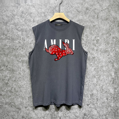 Amiri tank top cashew flower rabbit printing