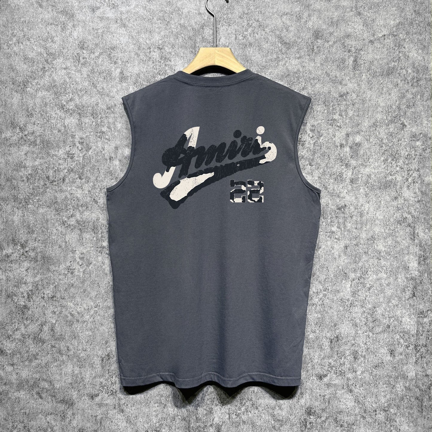 Amiri tank top with cracked letter and number print
