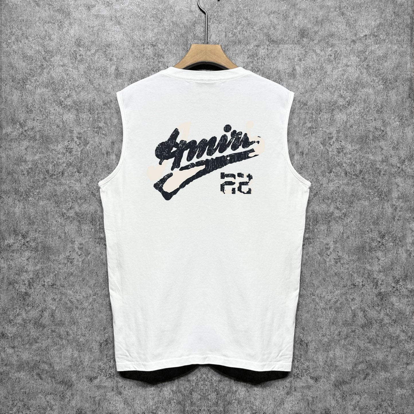 Amiri tank top with cracked letter and number print