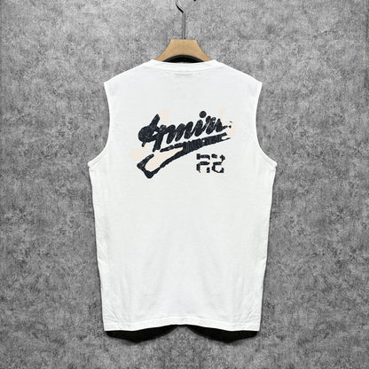 Amiri tank top with cracked letter and number print