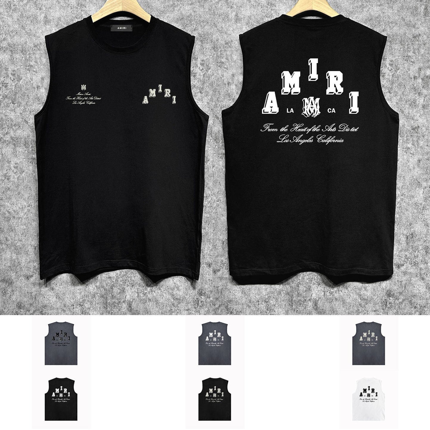 Amiri tank top bone white bone crack letterprinting