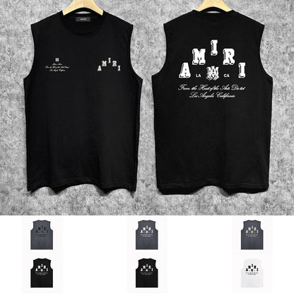 Amiri tank top bone white bone crack letterprinting