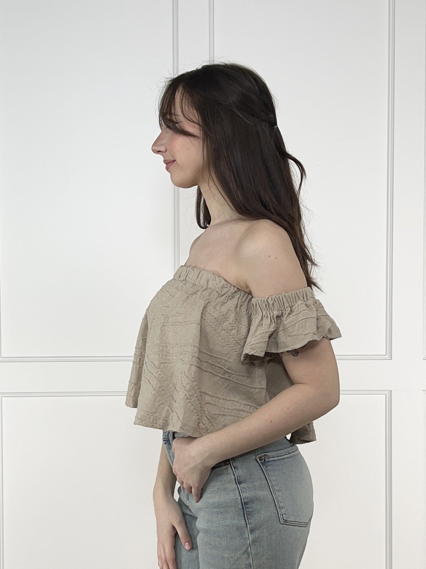 My Own Way Women's Textured Off The Shoulder Top