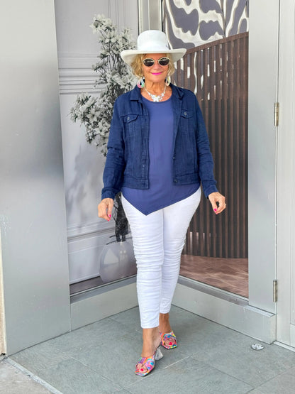 LULU B NAVY LINEN JACKET