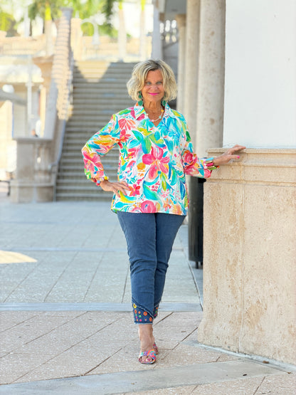 Ethyl Casual Collar V-Neck Blouse - Funfair