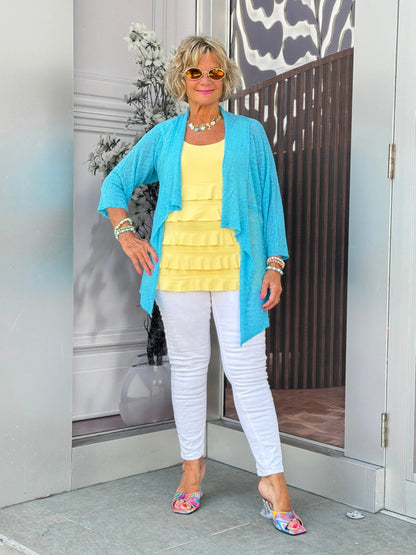 LULU-B AQUA MESH RUFFLE WRAP