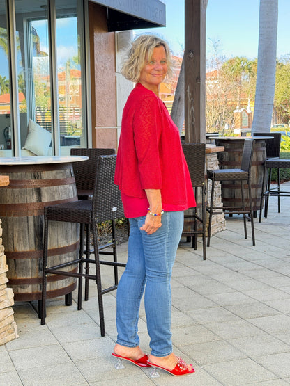 LULU B RED RUFFLE WRAP