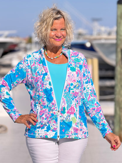 LULU-B PALM BEACH SPLASH FULL ZIPPER