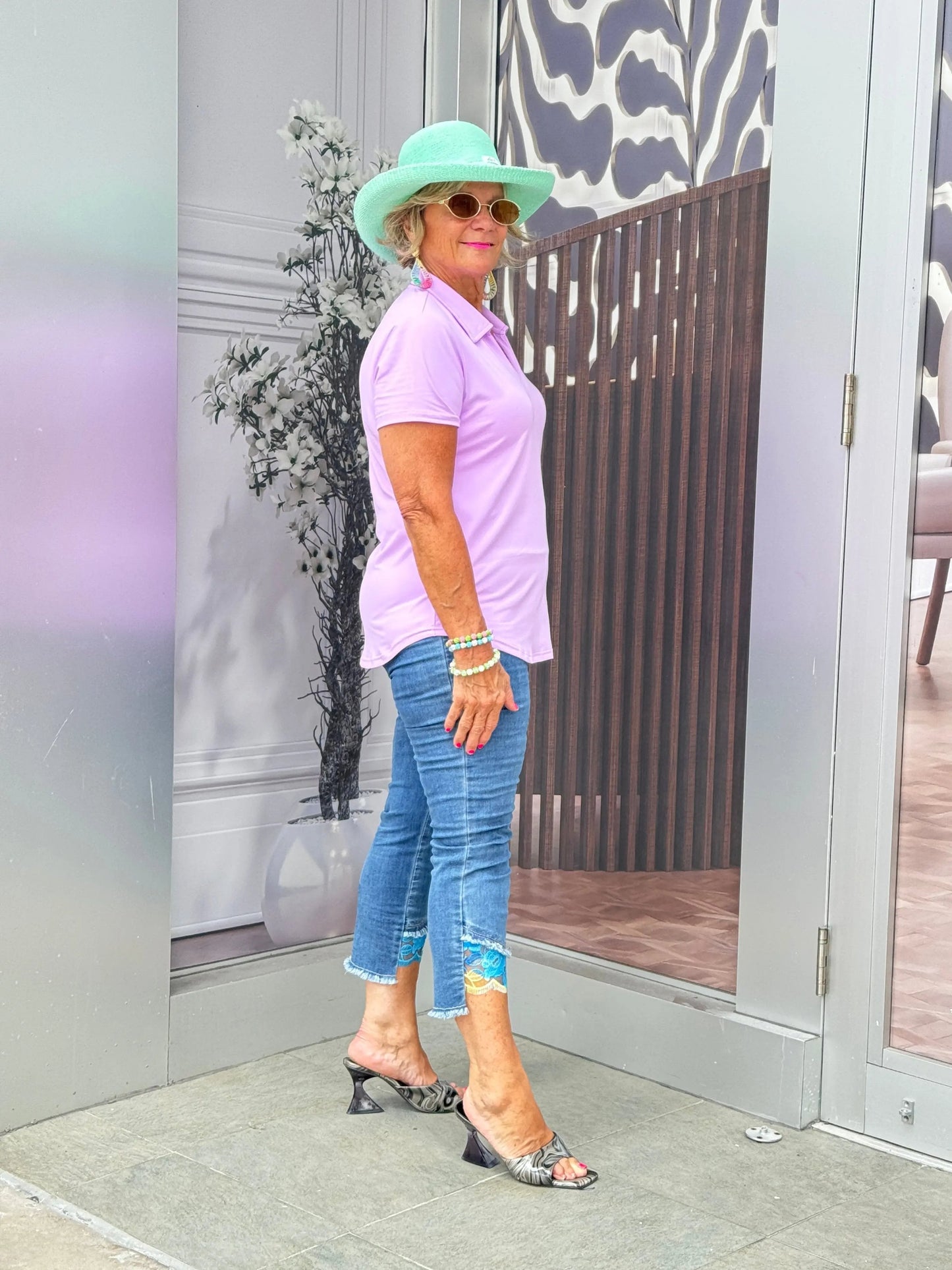 LULU-B CLEAR LILAC SHORT SLEEVE TOP