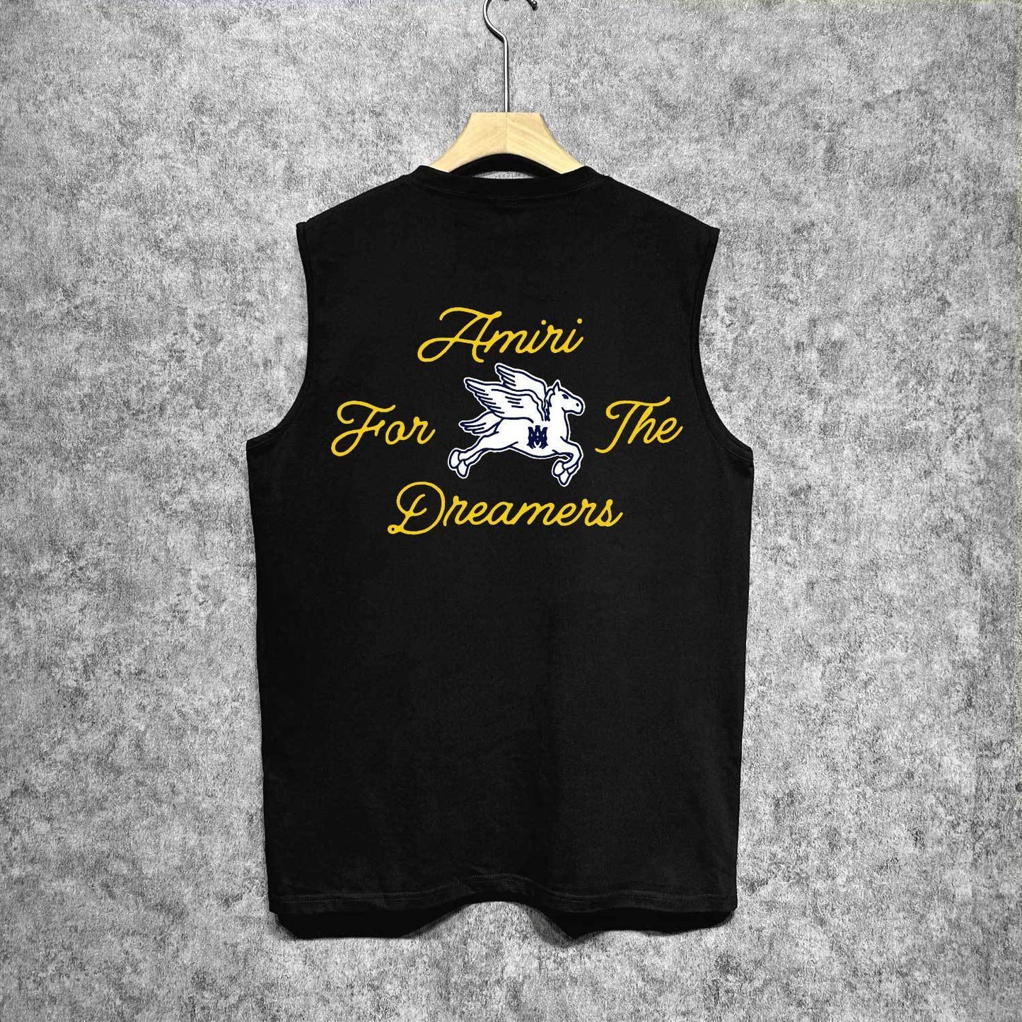 Amiri tank top yellow letter pegasus printing