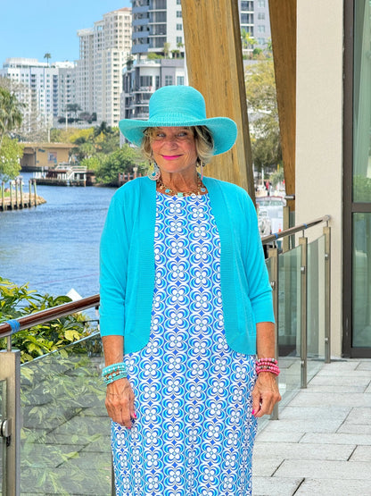 LULU B COASTAL BLOOM MIDI SHIFT MAXI DRESS