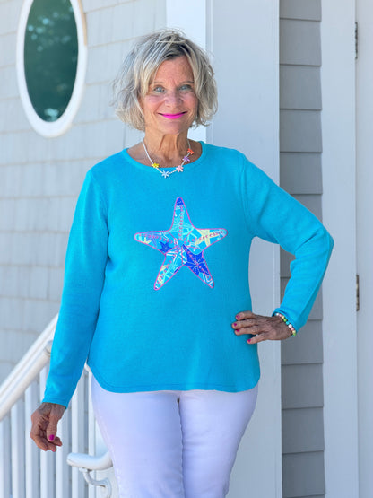 BEACH  CLUB AQUA STARFISH SWEATER