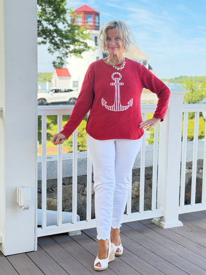 DOCKSIDE RED NAUTICAL STRIPE ANCHOR