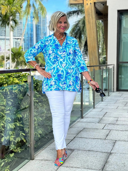 BLUE DREAMING HEARTS TUNIC