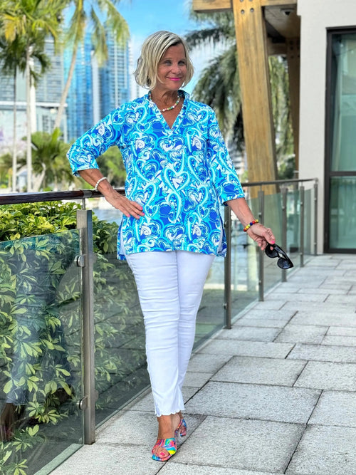 BLUE DREAMING HEARTS TUNIC