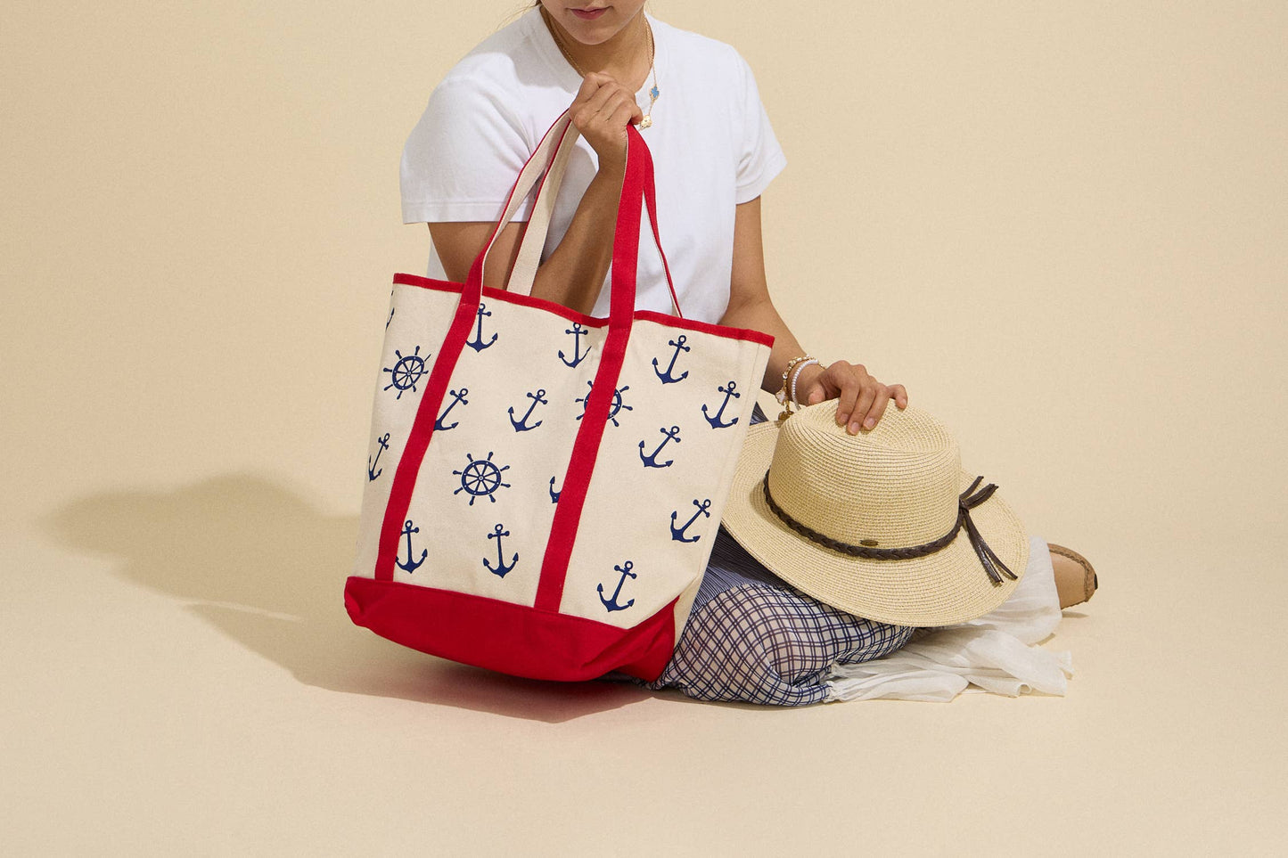 Anchor Wheel Printed Tote Bag