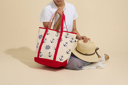 Anchor Wheel Printed Tote Bag