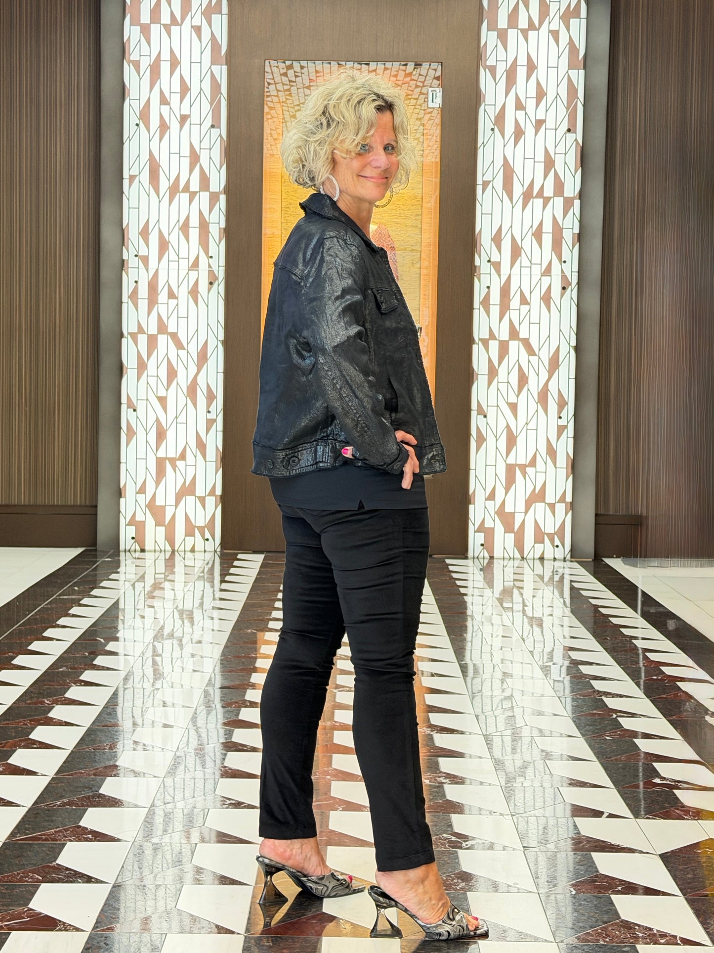 LULU B BLACK METALLIC JACKET