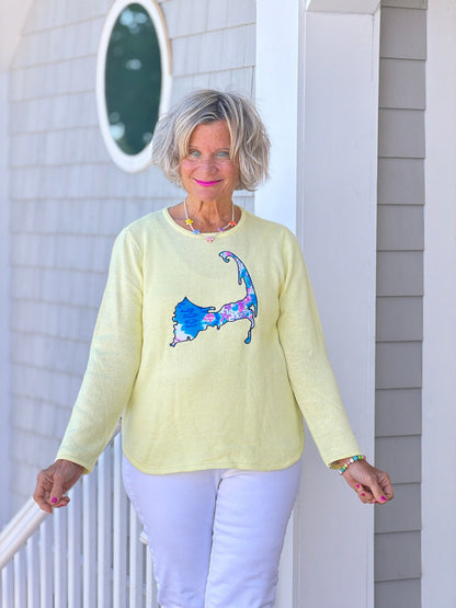 BEACH CLUB YELLOW CAPE COD MAP SWEATER
