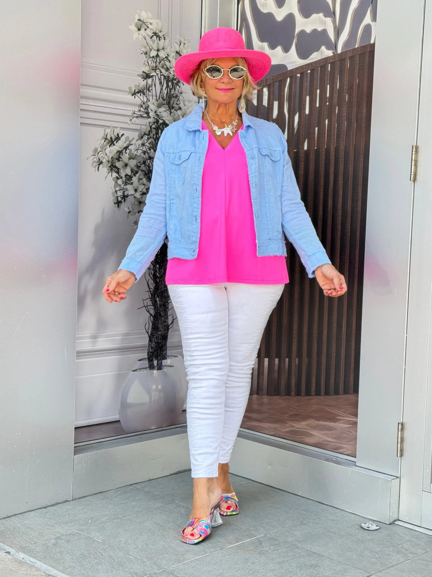 LULU-B CLEAR PERRIWINKLE LINEN JACKET