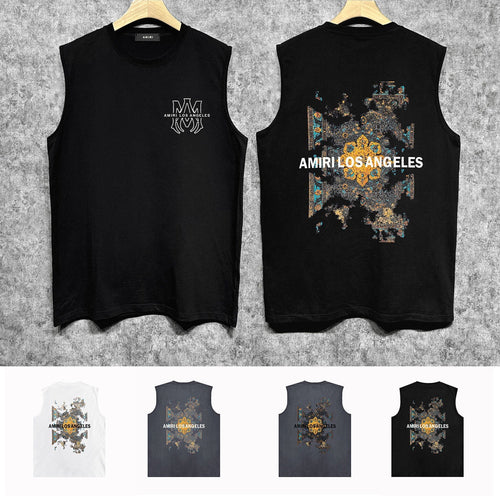 Amiri tank top damaged oil painting printing