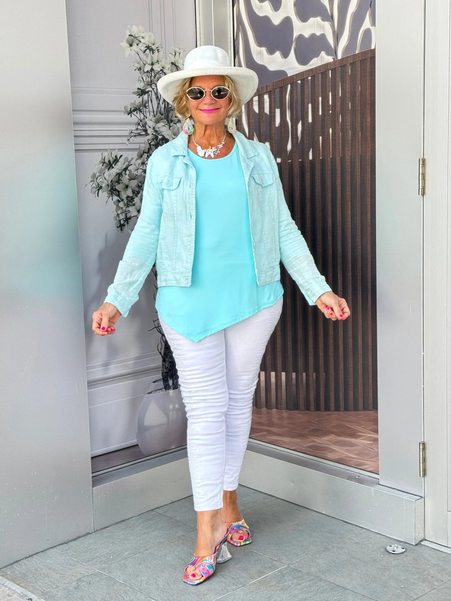 LULU B SEA FOAM LINEN JACKET