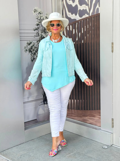 LULU B SEA FOAM LINEN JACKET