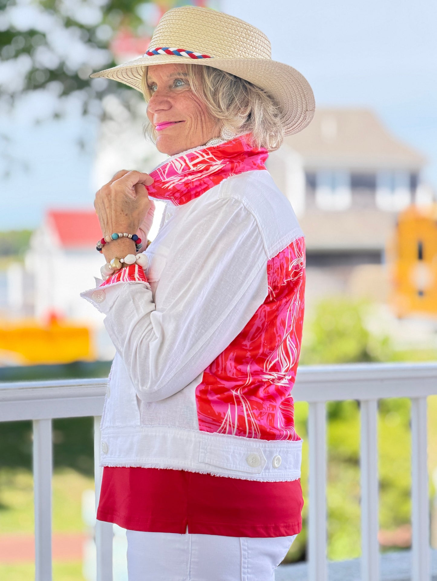 HARBOR LIGHTS RED LINEN JACKET