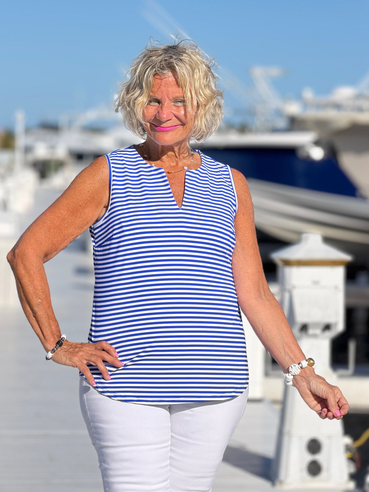 HARBOR BLUE SLEEVELESS TANK
