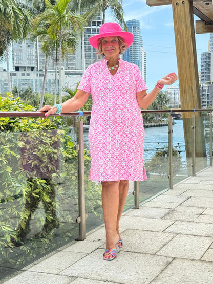 LULU B TROPIC PETALS SHORT SLEEVE DRESS