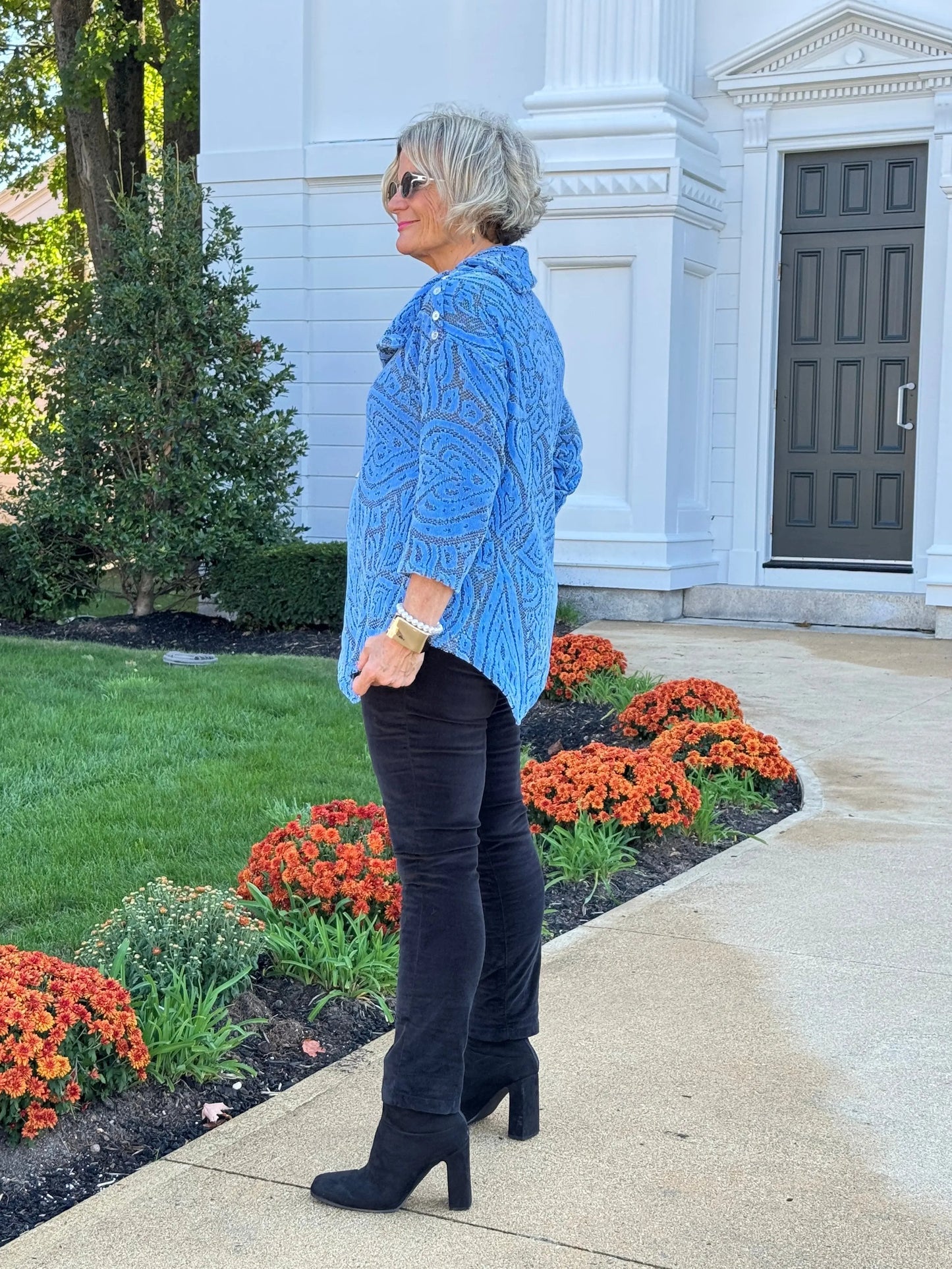 HOLIDAY BLUE JACQUARD TOP