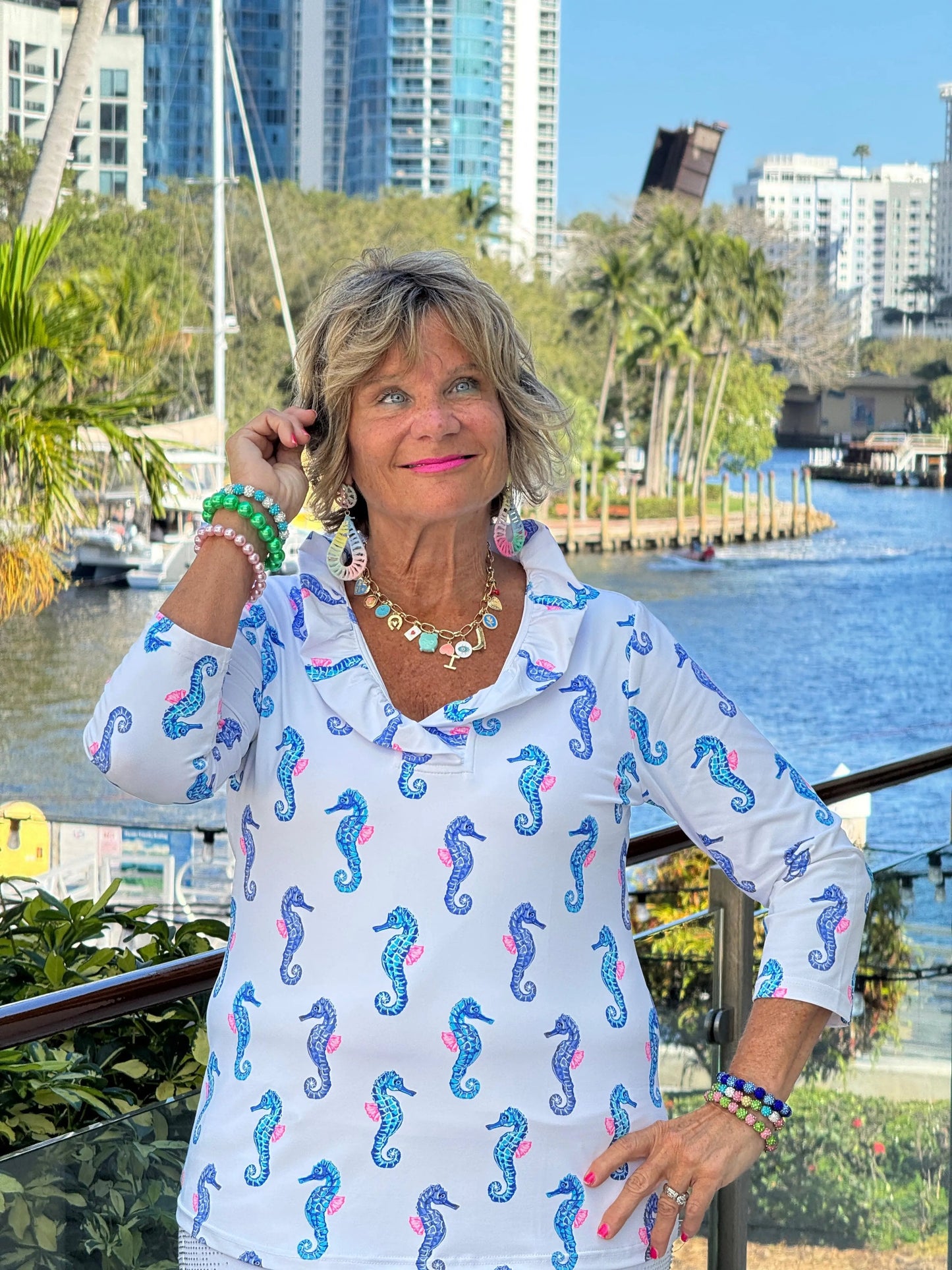 LULU B SHORELINE CHARM RUFFLE TOP