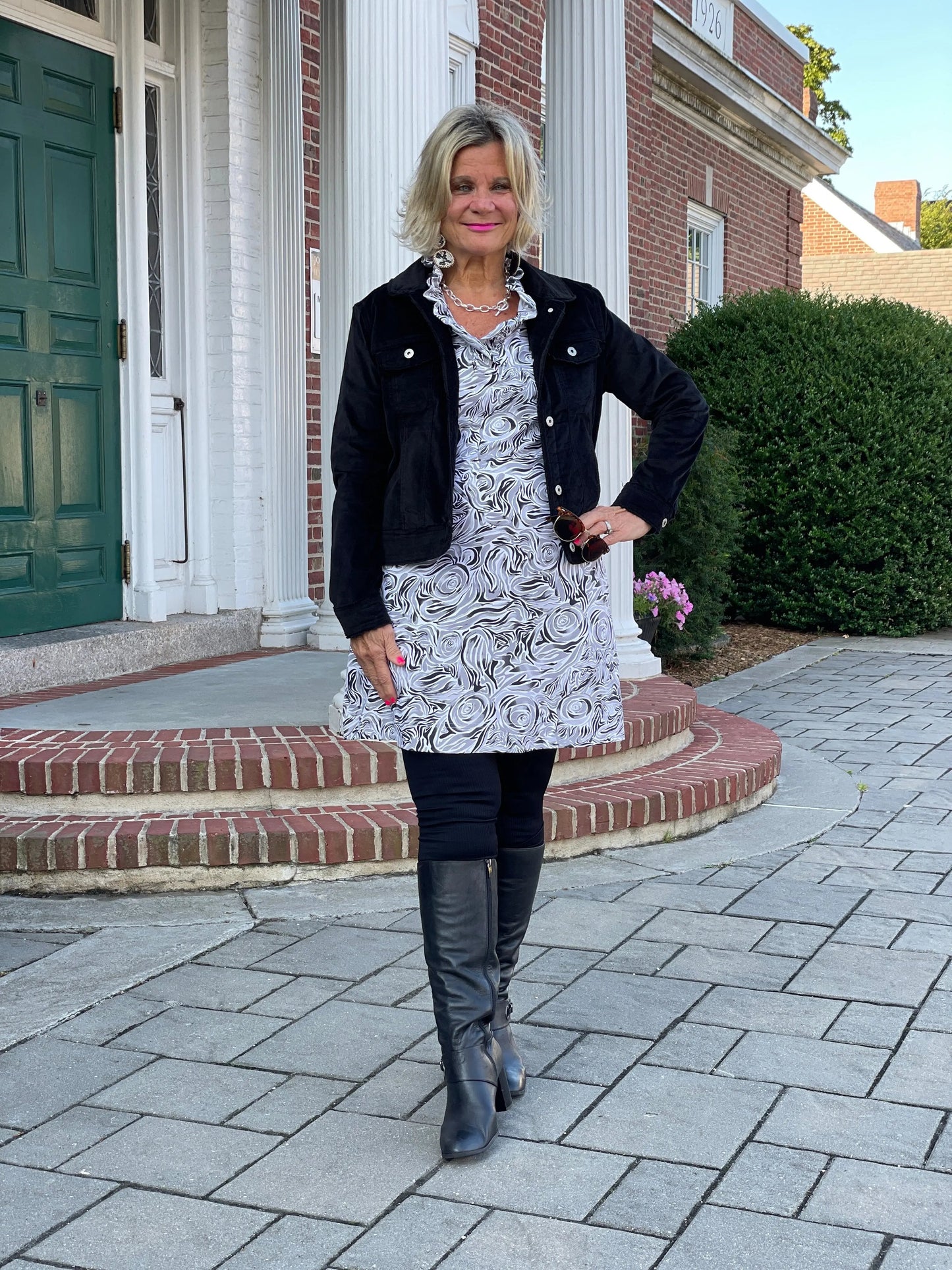 ELEGANT EXPRESSIONS RUFFLE NECK DRESS