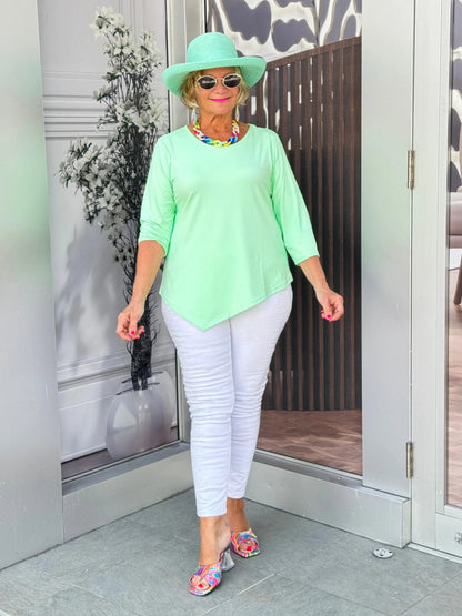 CLEAR LIME ASYMMETRIC TOP