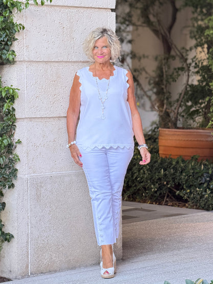FRENCH RIVIERA WHITE SCALLOP TANK