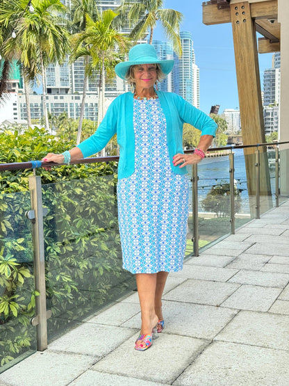 LULU B COASTAL BLOOM MIDI SHIFT MAXI DRESS