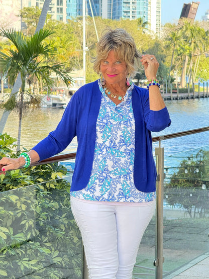 LULU B CORAL BREEZE SLEEVELESS RUFFLE TOP