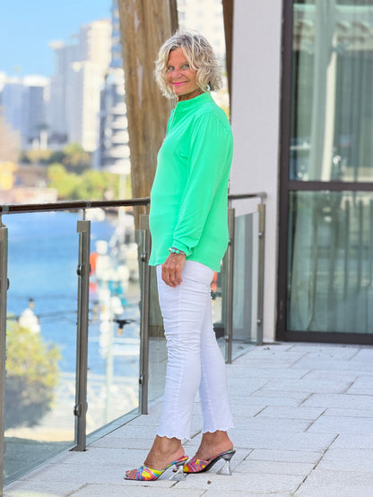 LULU B COASTAL GREEN HALF ZIPPER