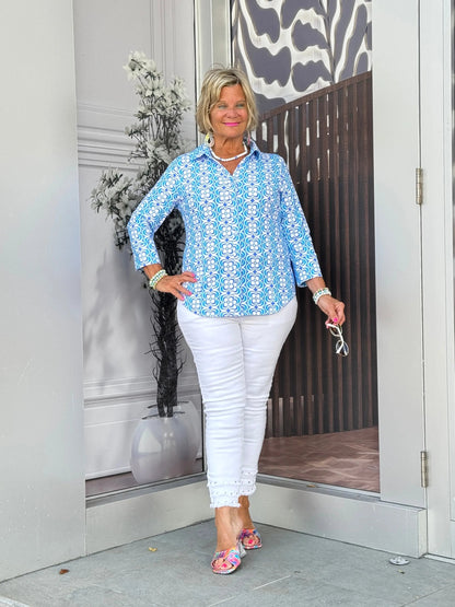 LULU B COASTAL BLOOM BUTTON UP SHIRT