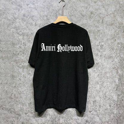 Amiri t shirts sanskrit printing short sleeve