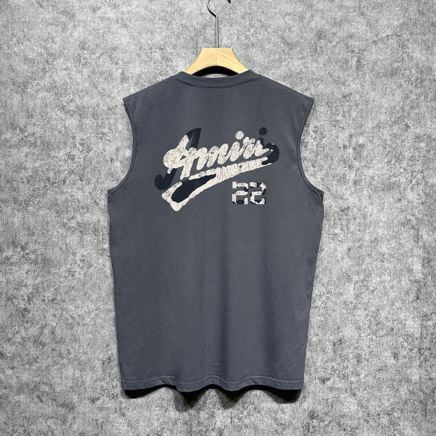 Amiri tank top with cracked letter and number print