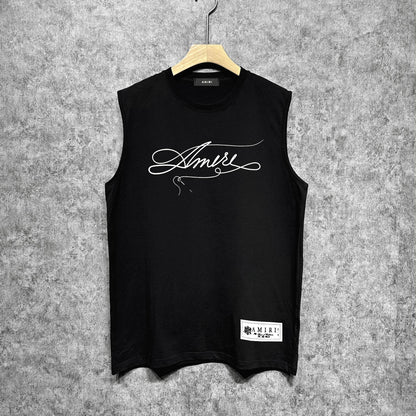 Amiri tank top needlework letterprinting