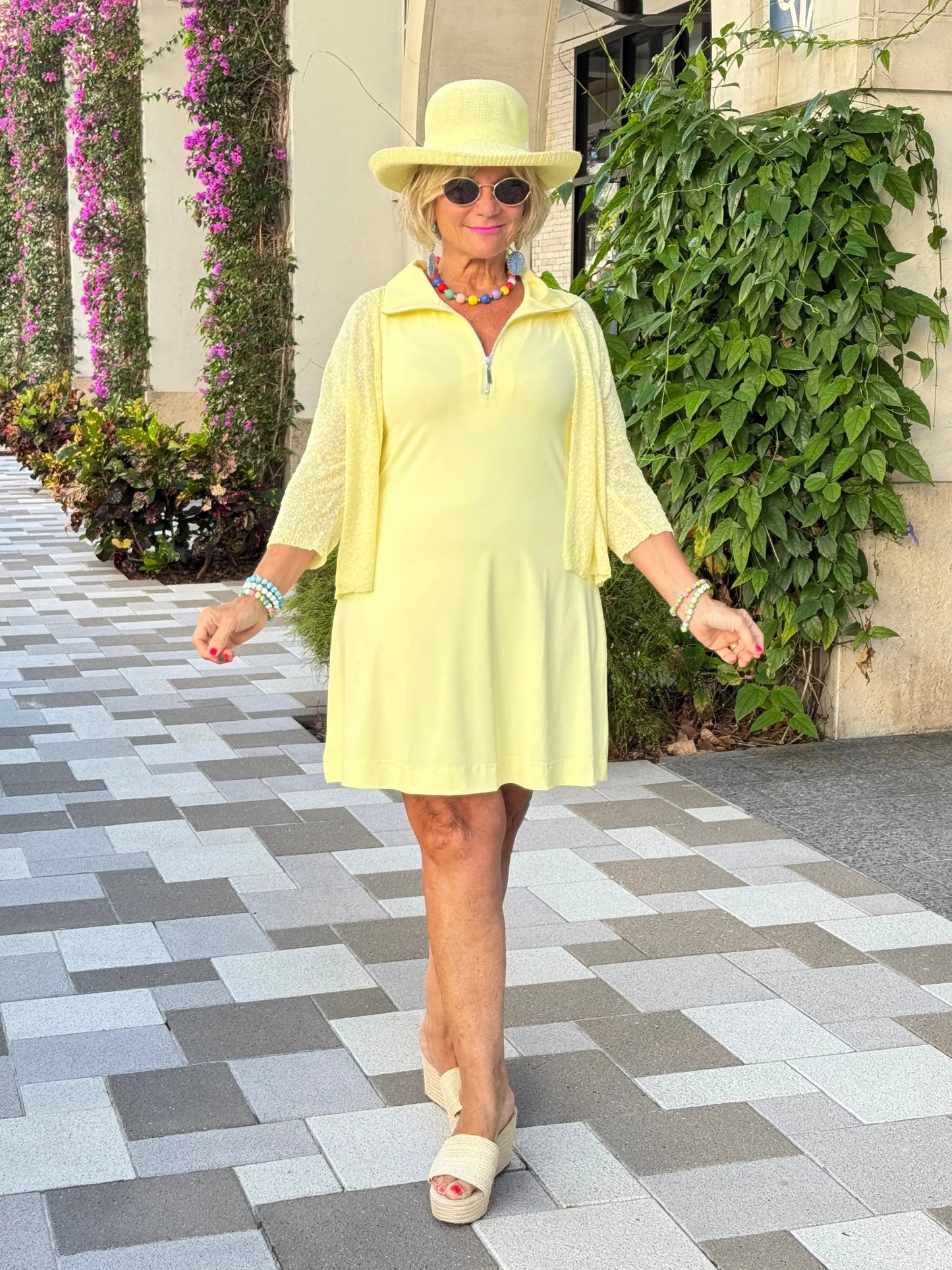 LULU-B SOLID HALF ZIPPER SUNSHINE SWING DRESS