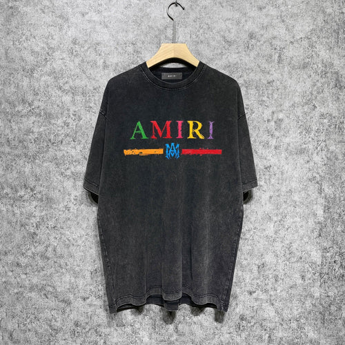 Amiri Washed Distressed T Shirt Printed Trendy Pure Cotton