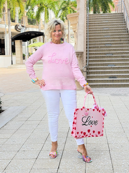 Love Script Graphic Baggy Sweater