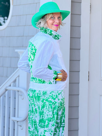HARBOR  LIGHTS SAILBOAT GREEN MAXI DRESS