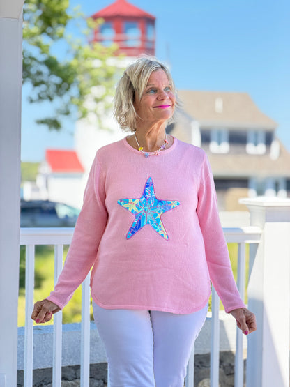 BEACH CLUB PINK STARFISH SWEATER