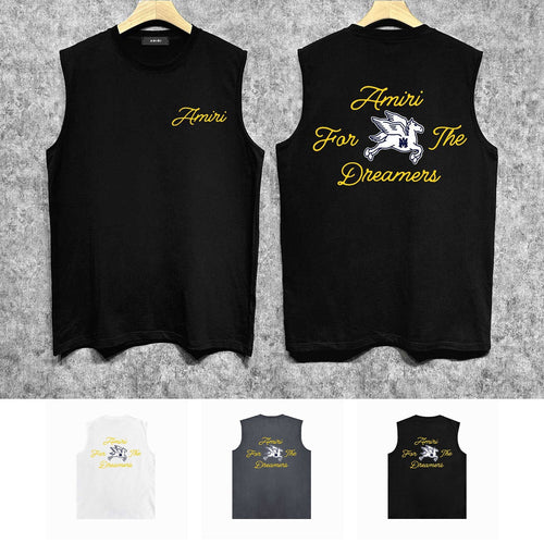 Amiri tank top yellow letter pegasus printing