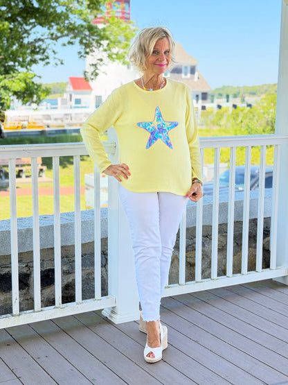 BEACH CLUB YELLOW STARFISH SWEATER